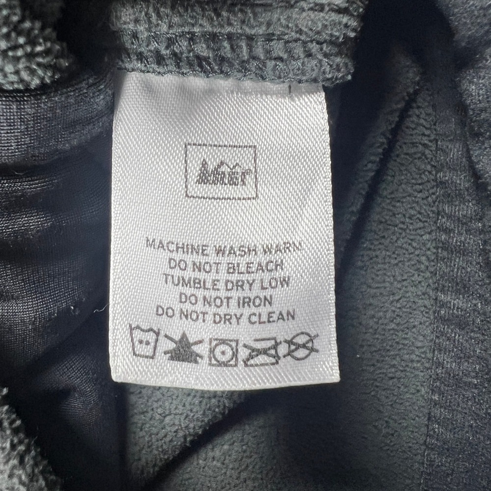 REI Full Zip Fleece Jacket Mens Large Black Long Sleeve Mock Neck Pockets - Picture 14 of 14